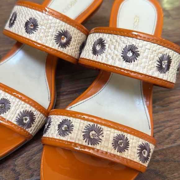 Aerosoles 2” Kitten Heel Slides, size 7M, “Sunbeam” Orange Combo, like new - Picture 6 of 15